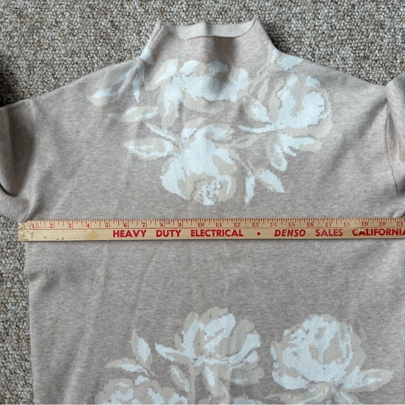 Joie Beige Floral Mock Neck Sweater - Cream Rose Pattern - Picture 7 of 11